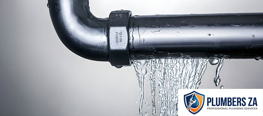 Metal water pipe leaking showing common signs of plumbing leaks in Gauteng properties