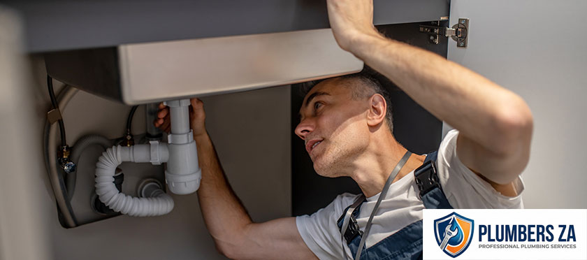 Plumber installing water pipes for new plumbing system in Gauteng